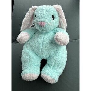 TY 1999 BUNNYBABY BLUE + PINK RATTLE BUNNY PILLOW PAL STUFFED ANIMAL